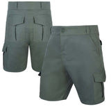 Cargo Shorts 100% Cotton Heavy Duty Multipocket Green, featuring multiple pockets for utility and outdoor activities.