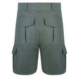 Cargo Shorts 100% Cotton Heavy Duty Multipocket Green back view showcasing durable construction and multiple pockets.