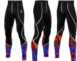 Mens Compression Thermal Workout Fitness Skin Tights Gym Yoga Running Pants in black and colorful design