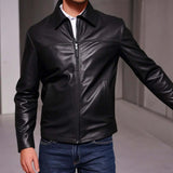 Mens Leather Jacket Casual Stylish Genuine Cowhide Leather Coat Hatch Sports