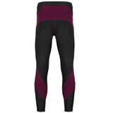 Men Compression Tight Pants Base Layer in black and purple, perfect for running and fitness activities.