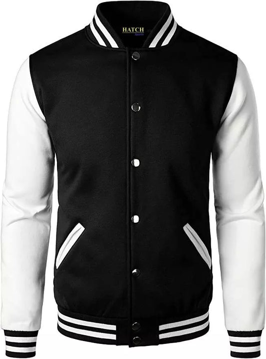 New Men's Premium Classic Snap Button Vintage Baseball Letterman Varsity Jacket