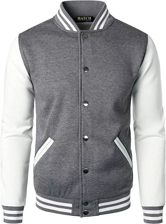 New Men's Premium Classic Snap Button Vintage Baseball Letterman Varsity Jacket