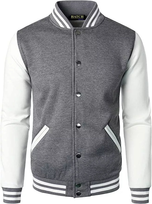 New Men's Premium Classic Snap Button Vintage Baseball Letterman Varsity Jacket