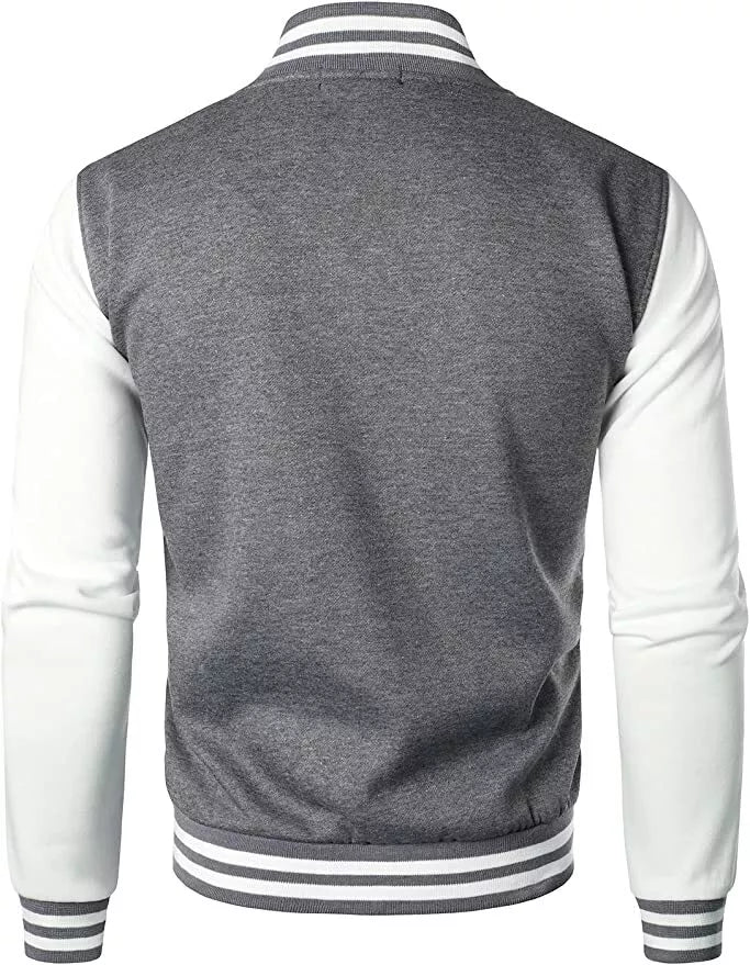 New Men's Premium Classic Snap Button Vintage Baseball Letterman Varsity Jacket