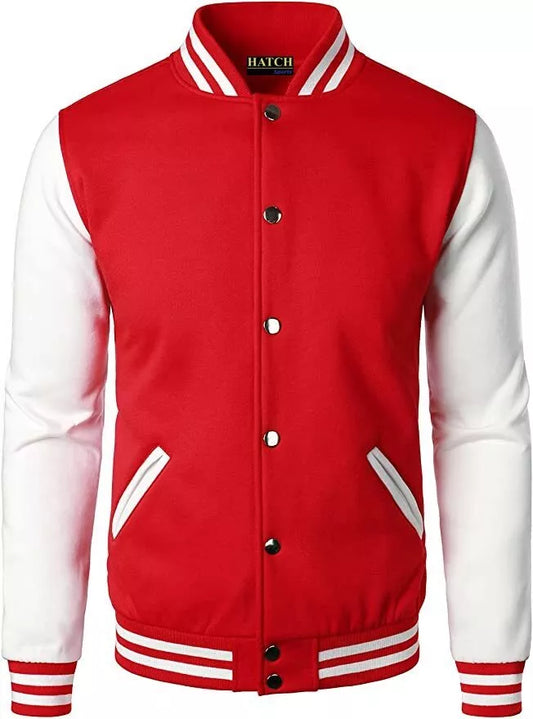 New Men's Premium Classic Snap Button Vintage Baseball Letterman Varsity Jacket