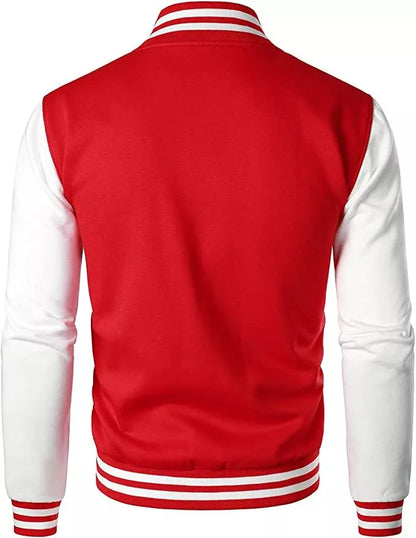 New Men's Premium Classic Snap Button Vintage Baseball Letterman Varsity Jacket