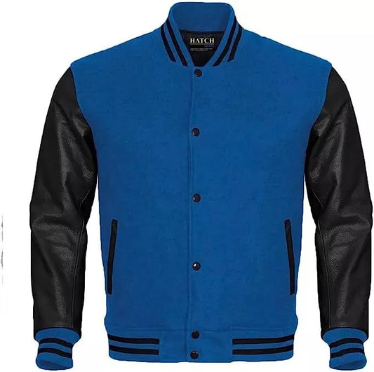 Hatch Sports Men’s Varsity Baseball Jacket Wool Body Genuine Leather Arms Letterman Jacket Au