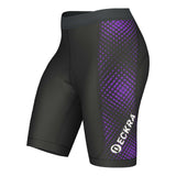 Cycling Shorts Womens Gel Padded MTB Riding Bicycle Knicks Ladies Chamois Pants with purple design and comfort padding.