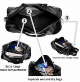 Leather Travel Duffel Bag, Weekender Overnight Bag Waterproof Leather Carry On Travel Bag