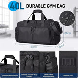 Gym Bag with Shoes Compartment and Wet Pocket, 40L Gym Duffle Bag