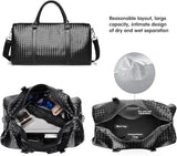 Leather Travel Duffle Bag for Men, Woven Carry On Weekender Overnight Bags for Business Sports Gym (Black)