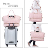 Leather Travel Bag with Shoe Pouch Classic Pink