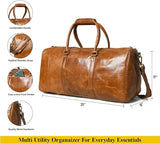 Duffle Bag For Men and Women, 21 Inch Vintage Buffalo Leather Travel Duffle Bag