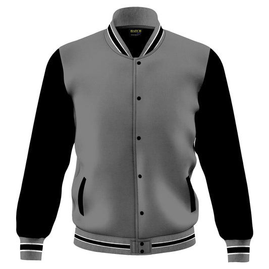 Hatch Sports  Men's Jacket Fleece Outdoor Winter Bomber Letterman Jackets Grey/Black