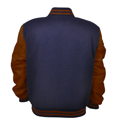 Hatch Sports Woman Jacket Wool+Leather Navy Blue/Brown