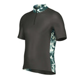 Mens Cycling Jersey Summer Bicycle Riding Breathable Biking Shirt With Pockets in black and camo print design.