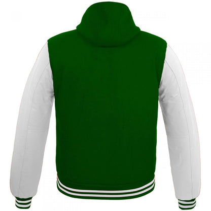 Hatch Sports Women Hoodie Wool+Leather Green/White