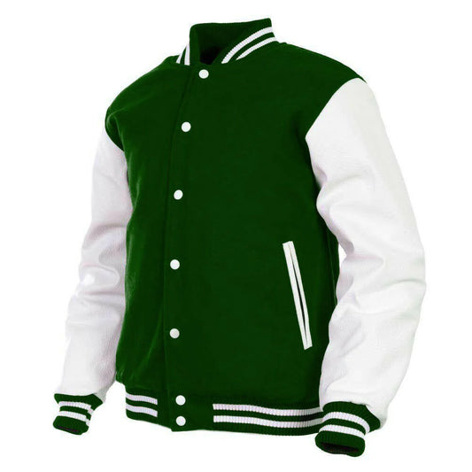 Hatch Sports Kids Varsity Jacket Genuine Leather Sleeve and Wool Blend Letterman Boys College/School Varsity Jackets