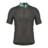 Mens Cycling Jersey Summer Bicycle Riding Breathable Biking Shirt With Pockets in camo design and short sleeves.