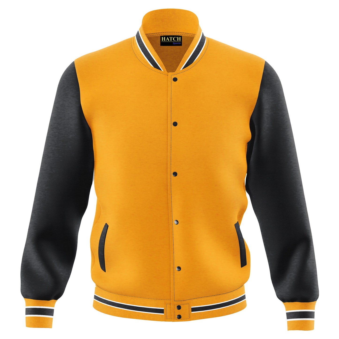 Hatch Sports  Mens Letterman Varsity Jacket Fleece Outdoor Winter Bomber Jackets Gold/Black