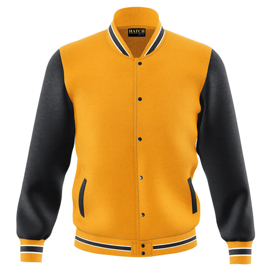 Hatch Sports  Mens Letterman Varsity Jacket Fleece Outdoor Winter Bomber Jackets Gold/Black