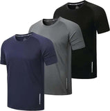3 Pack Men's Workout Running Shirts Quick - Dry Athletic Gym Tops Moisture Wicking Anti - Odor Breathable - Hatch Sports