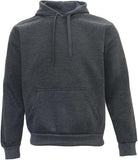 Adult Unisex Basic Plain Hoodie Pullover in dark gray, featuring a hood and front kangaroo pocket.
