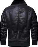 Men’s Faux Leather Jacket Warm Winter Fur Coat Motorcycle Bomber Jacket - Hatch Sports