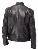 Mens Leather Jacket Motorbike Stylish Warm Winter Biker Coat Black - Hatch Sports