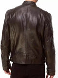 Mens Leather Jacket Motorbike Stylish Warm Winter Biker Coat Brown - Hatch Sports