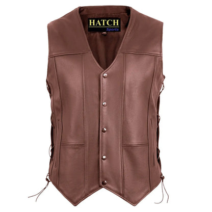 Premium Classic Men's Genuine Leather Vest Stylish High Quality Motorcycle Vest - Hatch Sports