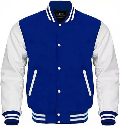 Hatch Sports Men’s Varsity Baseball Jacket Wool Body Genuine Cowhide Leather Arms Varsity - Hatch Sports