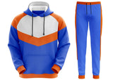 Hooded Plain Tracksuit Fleece Blue White