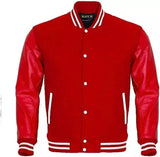 Hatch Sports Letterman Varsity Bomber Baseball Jacket Red Wool & Red Cowhide Leather Arms - Hatch Sports