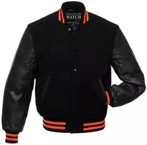 Hatch Sports Men’s Varsity Baseball Letterman Jacket Wool Body Genuine Cowhide Leather Arms - Hatch Sports