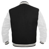 Hatch Sports Women Varsity Jacket Wool+Genuine Leather Letterman Baseball Winter Jacket Black/White - Hatch Sports