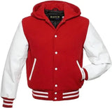 Men’s Varsity Baseball Letterman Hoodie Wool Body Genuine Cowhide Leather Arms - Hatch Sports