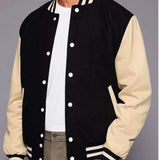 Men's Varsity Jacket Wool Body Genuine Leather Arms Hatch Sports