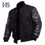 Hatch Sports Men’s Varsity Baseball Letterman Jacket Wool Body Genuine Cowhide Leather Arms - Hatch Sports
