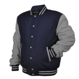 Hatch Sports Mens Jacket Wool+Leather Navy Blue/Light Grey - Hatch Sports