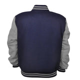 Hatch Sports Mens Jacket Wool+Leather Navy Blue/Light Grey - Hatch Sports