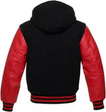 Hatch Sports Mens Varsity Baseball Hoodie Style Wool Body Genuine Leather Arms Varsity Jacket - Hatch Sports