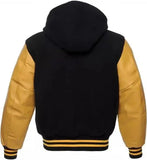 Hatch Sports Mens Varsity Baseball Hoodie Style Wool Body Genuine Leather Arms Varsity Jacket - Hatch Sports