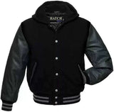 Hatch Sports Mens Varsity Baseball Hoodie Style Wool Body Genuine Leather Arms Varsity Jacket - Hatch Sports