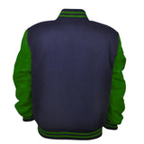 Hatch Sports Woman Jacket Wool+Leather Navy Blue/Green - Hatch Sports