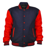 Hatch Sports Woman Jacket Wool+Leather Navy Blue/Red - Hatch Sports