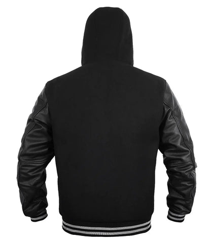 Hatch Sports Women Hoodie Wool+Leather Black Grey Line - Hatch Sports