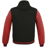 Hatch Sports Women Hoodie Wool+Leather College Varsity Jacket Style Black/Red Hoodie - Hatch Sports