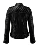 Hatch Sports Women's Black Motorcycle Biker Jackets Cafe Racer Retro Slim Fit Jackets - Hatch Sports